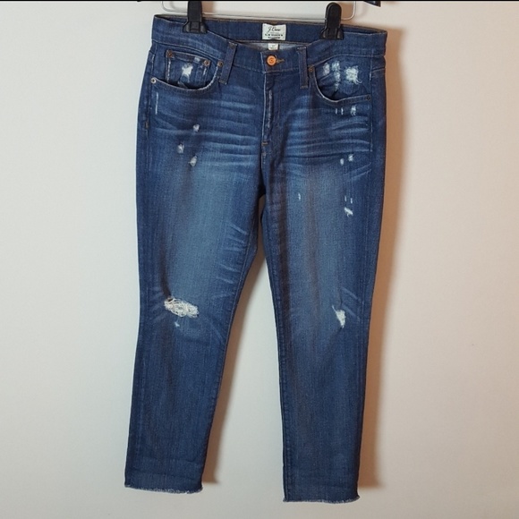 J Crew Slim Broken in Distressed Ripped Boyfriend - Picture 1 of 6